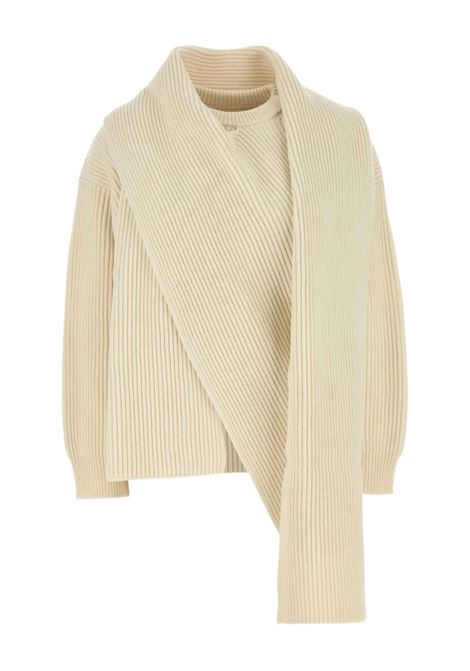 Maglione con dettaglio a sciarpa in beige Jil sander - donna